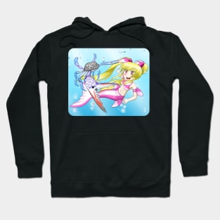 Mermaid swimming with Crab Hoodie